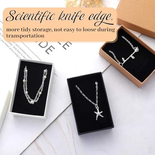 Tenceur 100 Pcs Valentines Jewelry Gift Boxes Bulk Kraft Jewelry Cardboard Box for Necklace Earring Bracelet Storage Packa...