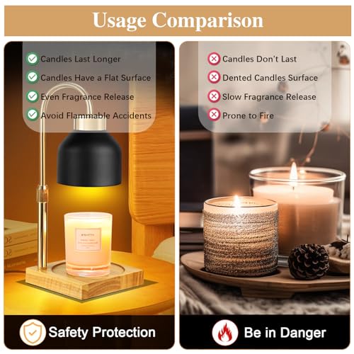 Xiwoa Electric Candle Warmer Lamp with 2H/4H/8H Timer Dimming Height Adjustable Safety Night Lamp, Home Scented Jar Candle...