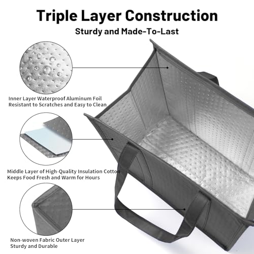 YZiCHENQQ Insulated Grocery Bags with Zippered top Frozen Food Shopping Groceries Travel Insulated Tote Cooler Thermal Bags