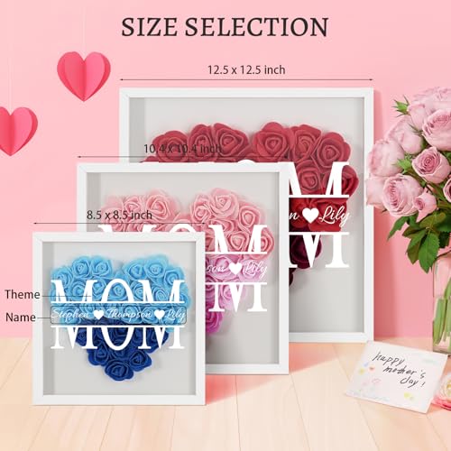 UNIGIFTIME Mom We Love You - Personalized Flower Shadow Box with Names, Christmas Mothers Day Flower Box Gifts for Mom (St...