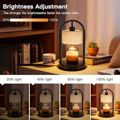 Omnikerlight Candle Warmer Lamp with Timer, Dimmable Candle Lamp Warmer for Jar Candles, Wax Warmer with 2 Bulbs, Birthday...