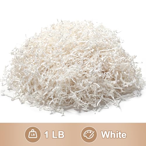 Wowxyz 1 LB Crinkle Cut Paper Shred White Crinkle Shredded Paper for Gift Baskets - Gift Box Bag Filler - Confetti Stuffin...