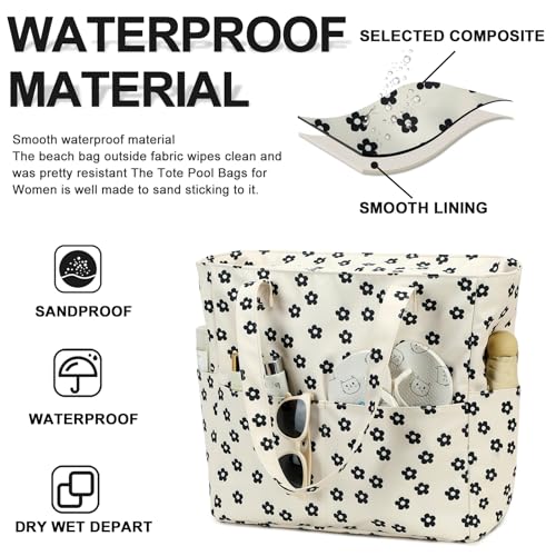 Bluboon Waterproof Beach Tote Pool Bags for Women Ladies Extra Large Carry On Bag With Wet Compartment for Weekender Travel