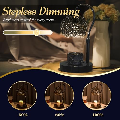 VXUNLIOR Luxury Candle Warmer Lamp with Timer & Dimmable Brightness, Crystal Gemstone Shade & Premium Base - Adjustable Wa...