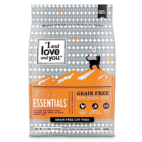I and love and you Naked Essentials Dry Cat Food - Chicken + Duck - Grain Free, Real Meat, No Fillers, Prebiotics + Probio...
