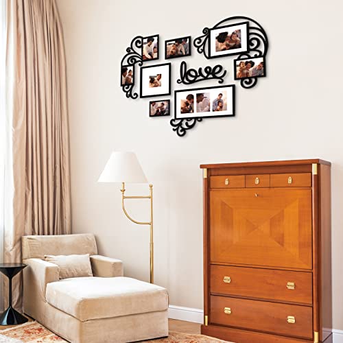 HELLO LAURA-Picture Frame Collage Large Wall Hanging Photo Frames Elegant Heart Collage Frame Gifts for Family Friends 4x6...