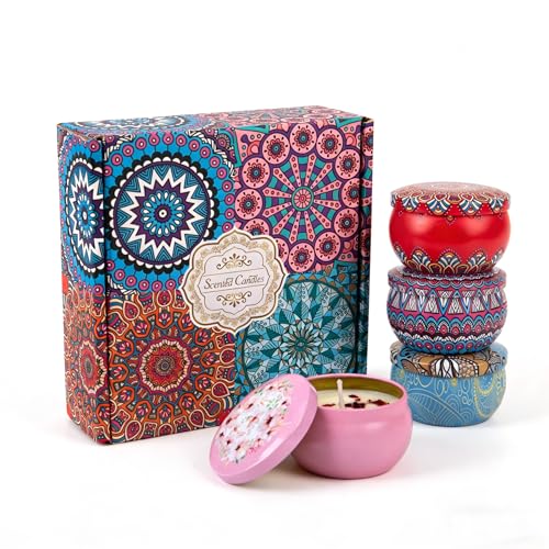 Scented Candles Gift Set for Women – 4 Pack Soy Wax Aromatherapy Candles with Essential Oils, Natural Long Lasting Candles...