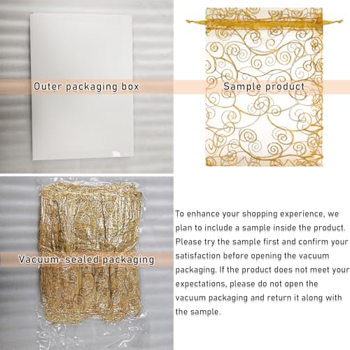 Staruby Organza Gift Bags 100Pcs Gold Sheer Organza Bag 5x7 Inch Mesh Favor Bags Drawstring Jewelry Rattan Printed Gift Po...