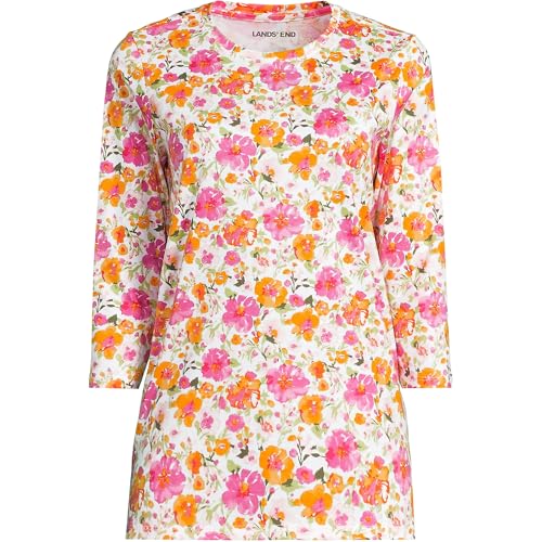 Lands' End Women's 3/4 Sleeve Supima Cotton Crewneck Tunic