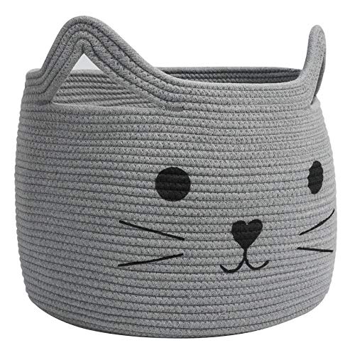 HiChen Large Woven Cotton Rope Storage Basket, Baby Laundry Basket Organizer for Towels, Blanket, Toys, Clothes, Gifts | P...