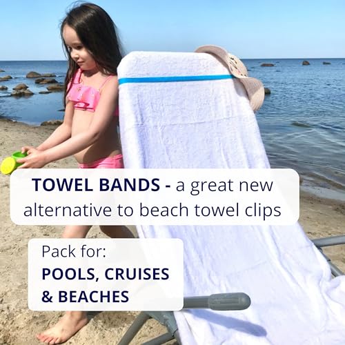 Towel Bands (6-Pack), Beach Pool & Cruise Chairs, Extra Durable, No Snapping, Cruise Ship & Beach Essentials, Great Altern...