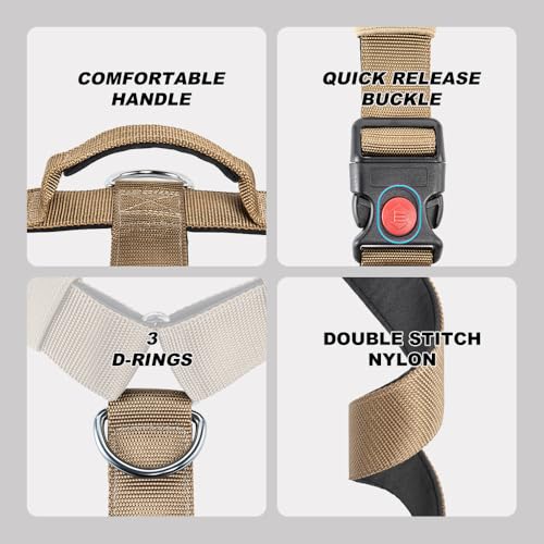 TSPRO Premium Heavy Duty Tactical Dog Harness, No Pull with Padded Control Handle & Quick-Release Buckles, Adjustable Vest...