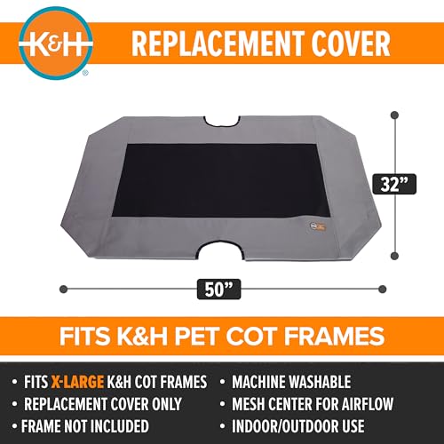 K&H Pet Products Dog Cot Replacement Cover, Designed to fit K&H XL Pet Cots (Sold Separately), Indoor Outdoor, Breathable ...