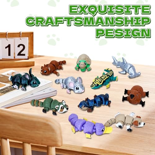 Waaaandefu 16pcs 3D Printed Animal Figures – Articulated Mini Fidget Toys | Poseable 3D Printed Animals, Collectible Desk ...