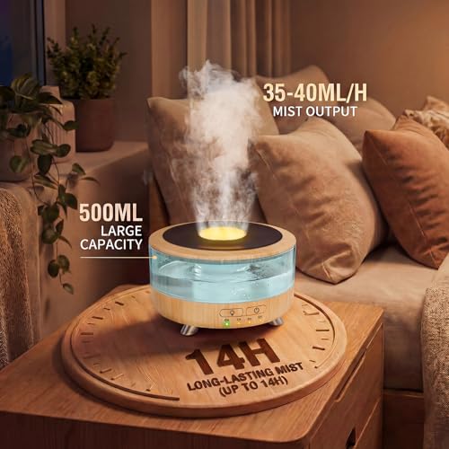 Essential Oil Diffuser for Home, 500ML Aromatherapy Diffuser Oil Machine for Office Room Yoga, Aroma Diffuser with Auto-Of...