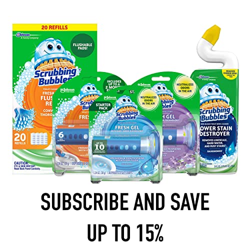 Scrubbing Bubbles Fresh Gel Toilet Bowl Cleaning Stamps, Helps Keep Toilet Clean and Helps Prevent Limescale & Rings, Rain...