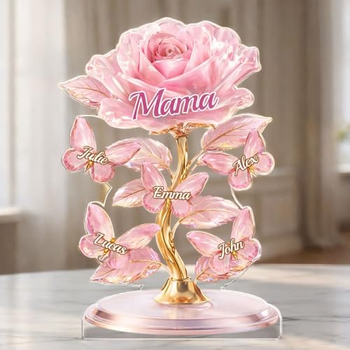Personalized Mom Gift 2D Acrylic Flower Bouquet with Names, Mothers Day Birthday Gifts for Mom Grandma Nana, Custom Family...