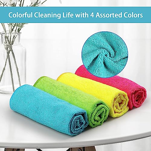HOMEXCEL Microfiber Cleaning Cloth, 8 Pack Cleaning Rags, Cleaning Towels with 4 Color Assorted, 11.5"X11.5"(Green/Blue/Ye...