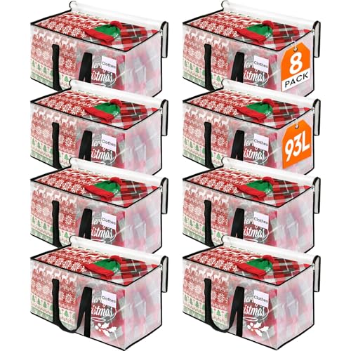 BlissTotes Moving Bags, 93L 8-Pack Storage Bags, Moving Box Heavy Duty Extra Large, Moving Totes with Zipper, Reinforced H...