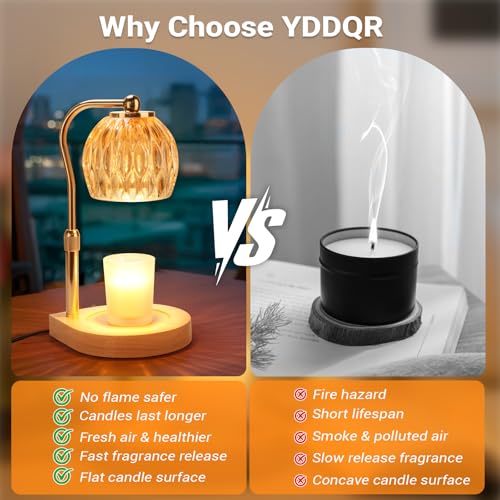 YDDQR Candle Warmer Lamp with Timer Dimmer Adjustable Height, Gift for Women Mom, House Warming New Home Cozy Decor, Wax M...