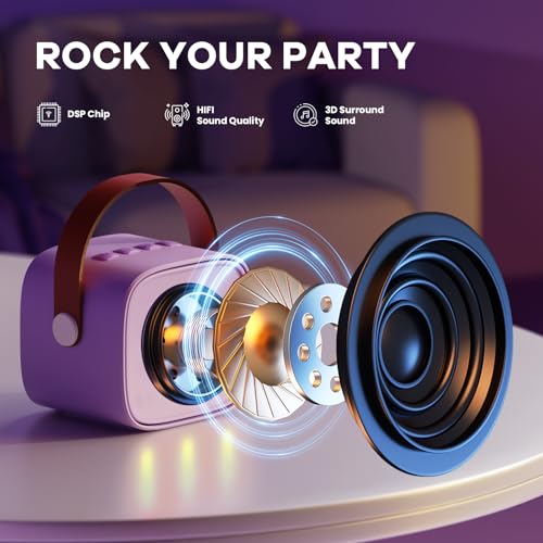 YLL Karaoke Machine for Kids, Portable Mini Speaker with 2 Wireless Microphones, TOP Kids Gifts for Girls Ages 3, 4, 5, 6,...