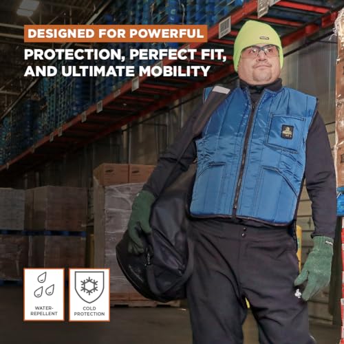 RefrigiWear Unisex Cooler Wear Vest Insulated Water-Repellent Nylon Work Vest with Pockets Cold Weather
