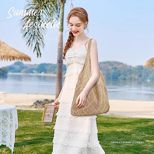 hatisan Crochet Bags for Women - Summer Beach Tote, Aesthetic Hippie Knit Bag