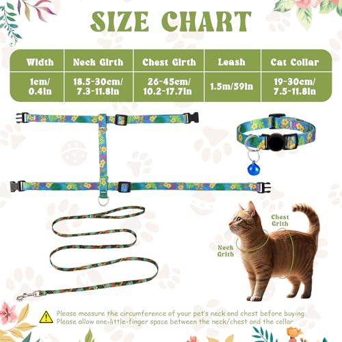 2 Pack Cat Harness and Leash Set - Escape Proof Adjustable Cat Harness, Outdoor Travel Harness for Cats & Kittens