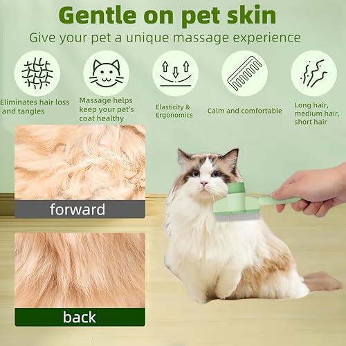 WGICPBZ Zen Brush for Cats & Dogs, Avatore Zenbrush Pet Comb, Self-Cleaning Grooming Brush, Stainless Steel Teeth for Shed...