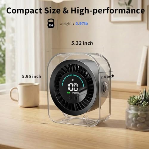Zaardend Small Desk Fan, Quiet Desktop Fan with Turbo Airflow, Rechargeable Mini Table Fan 100 Speed Wind Adjustable, Trav...