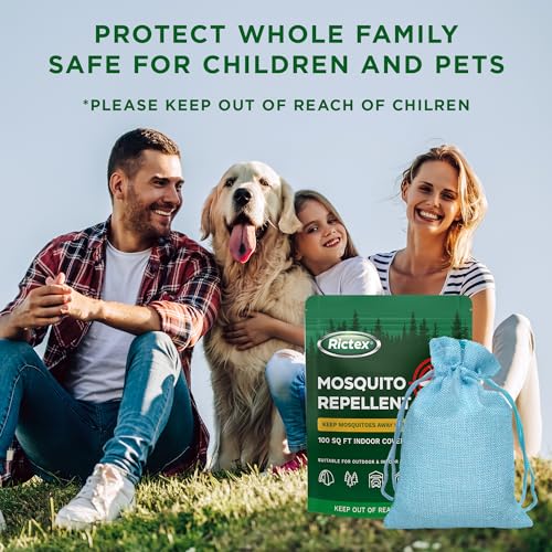 Mosquito Repellent Outdoor Patio & Yard: Natural Citronella & Peppermint Oil Pouches – Safe for Kids & Pets – Essential Oi...