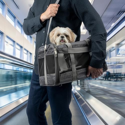Sherpa Pet Carrier Airline Approved with Spring Wire Frame - Cat Carrier and Dog Carriers for Airline Travel and Vet Visit...