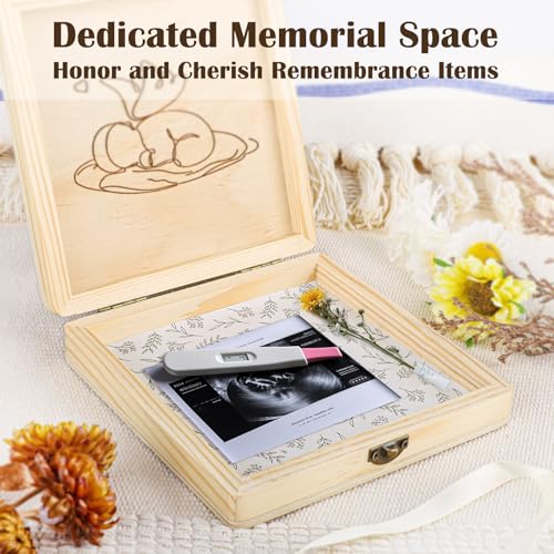 Ceiner Miscarriage Gifts for Mothers, Memorial Box for Pregnancy Loss, Wooden Angel Baby Keepsake with Storage for Photo &...