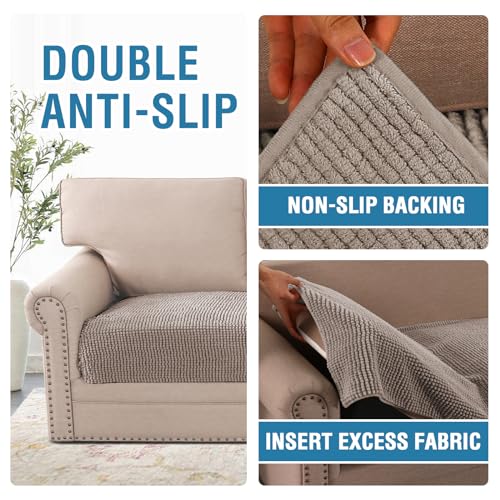 H.VERSAILTEX Plush Chenille Pet Couch Cover Thick Soft Sofa Cover for 3 Cushion Couch Anti Slip Couch Cover Furniture Prot...