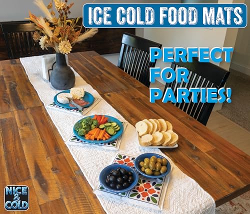 Cold Mats for Keeping Food Cold - 3 Pack! - 9x9 Inch Decorative Cool Mats from Johnny World - Chilled Serve Trays for Chee...