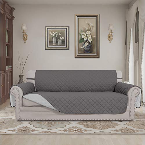 Easy-Going Reversible Couch Cover for 3 Cushion Couch Sofa Cover for Dogs Water Resistant Furniture Protector Cover with F...