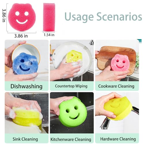 Color Sponges - Scratch-Free Multipurpose Dish Sponges for Kitchen, Bathroom & Household Cleaning - Made with BPA-Free Pol...