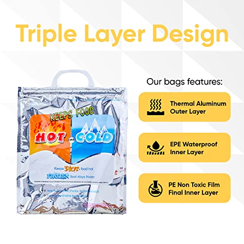 Superio Hot and Cold Insulated Bags for Food Delivery, Grocery Shopping Bags, Food Storage for Hot and Frozen Food for Tra...