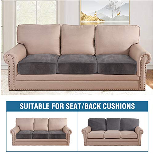 H.VERSAILTEX Velvet Stretch Couch Cushion Cover Plush Cushion Slipcover for Chair Loveseat Sofa Cushion Furniture Protecto...