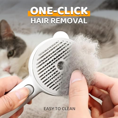 Pecait Cat Steam Brush, Self Cleaning Pet Spray Hair Removal Comb with Release Button, 3 in 1 Cat Brush for Indoor Cats fo...