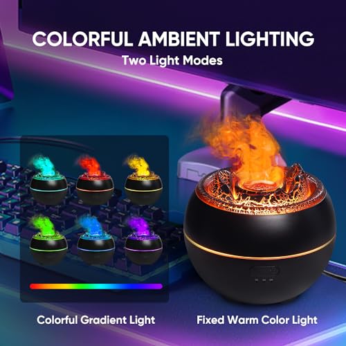 YALEDI Essential Oil Diffuser, Volcano Fire Flame Aromatherapy Diffuser, 360ml Ultrasonic Cool Mist Humidifier, Scent Arom...