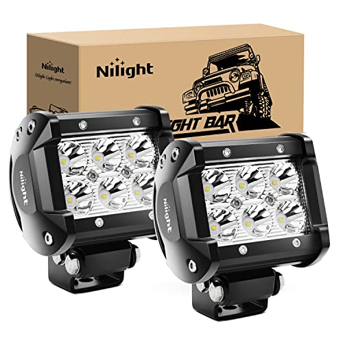 Nilight Led Pods 2Pcs 18W 1260LM Spot Off Road Lights Super Bright Driving Fog Boat Lamp Work Lighting Bar for Trucks Van ...