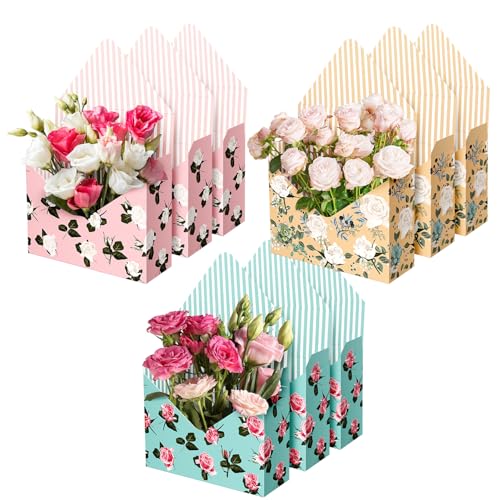 Lyforpyton 9 Pcs Mother's Flower Arrangement Gifts Boxes , Envelope Gift Box For Flowers , Foldable Decorative Bouquet Pac...