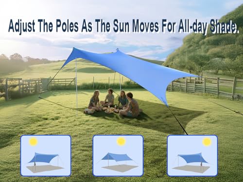 BESTSET 10×10ft UPF50+ Beach Tent Sun Shelter, Windproof Stable Outdoor Pop Up Beach Shade Canopy for Camping, Fishing, Ba...