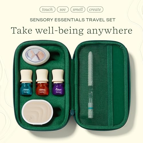 Lifelines Sensory Essentials Travel Set - Includes Everyday Aromatherapy Diffuser, Fidget Grounding Stone, Pen Diffuser & ...