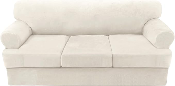 H.VERSAILTEX Sofa Cover 4 Piece T Cushion Sofa Slipcovers Couch Cover Furniture Protector Stretch T Cushion Sofa Covers fo...