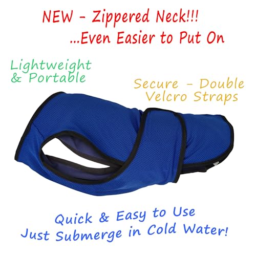 Lautus Pets Dog Cooling Vest – Lightweight Summer Jacket for Dogs with Zip Neck & Velcro – Easy On/Off Cooling Coat for Wa...