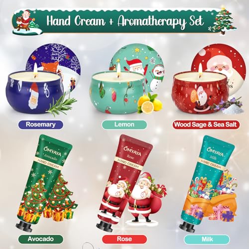 Christmas Candles Bulk Gifts, Hand Cream Set, Stocking Stuffers for Women, Scented Candle Set,Travel Size Bulk Hand Lotion...