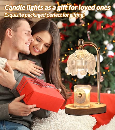 MEIXISUE Candle Warmer Lamp with Timer and Dimmer,Electric Gold Light Gifts for Women Melt Wax Warmer Lamp with 2 Bulbs fo...