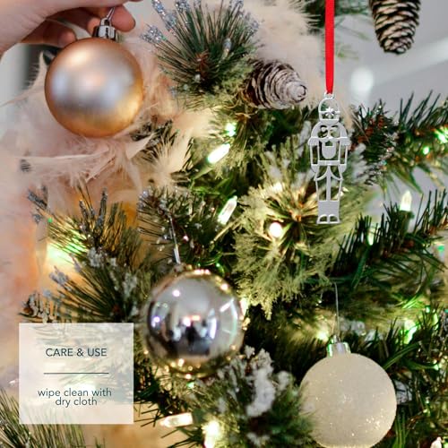 Nambe 2022 Miniature Ornament Set – Silver-Plated Rocking Horse, Nutcracker and Drum Christmas Ornaments, Holiday Tree Dec...